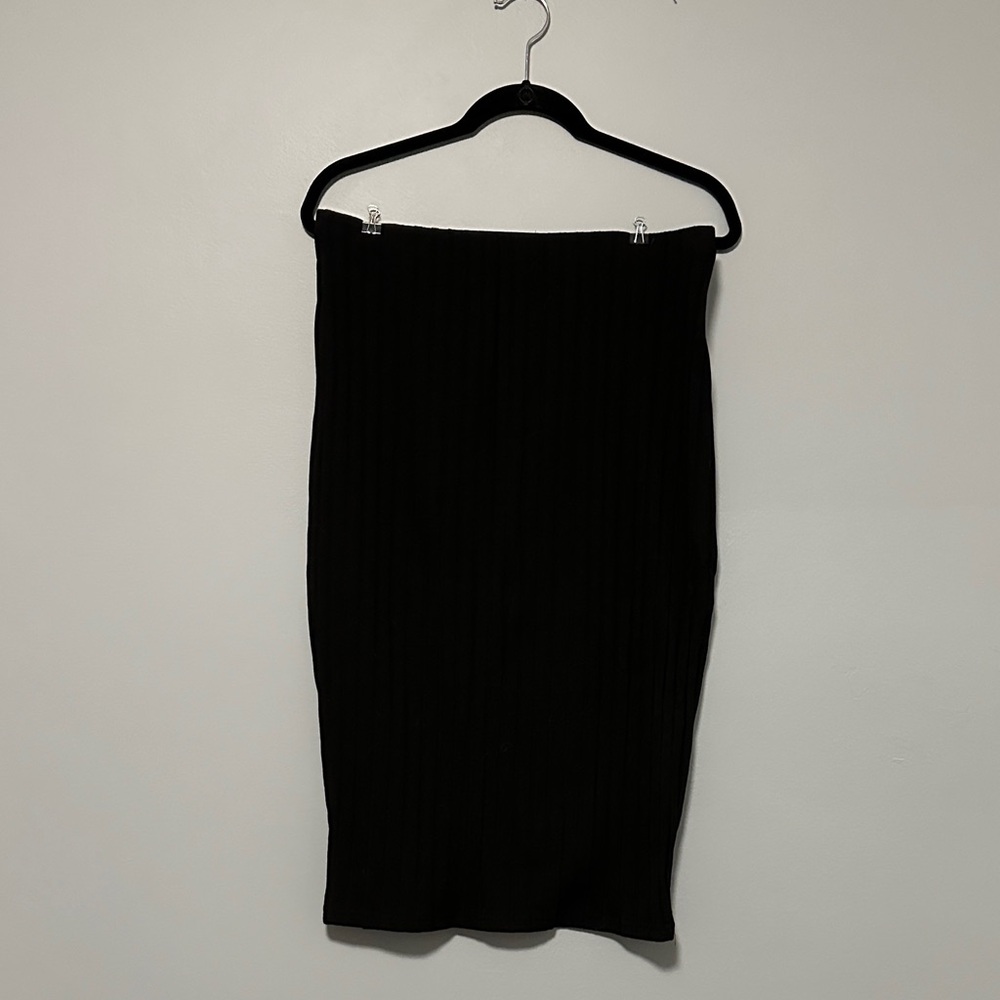 SHEIN Black Ribbed Pencil Skirt